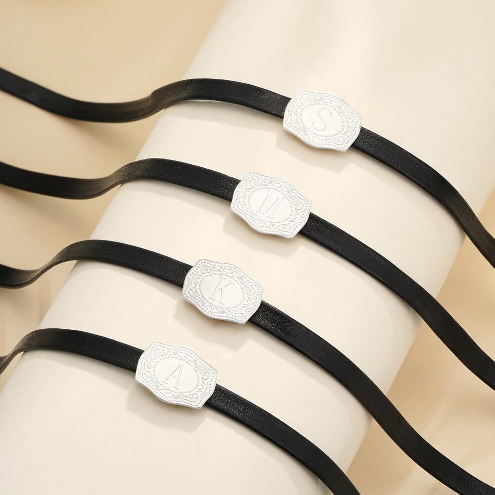 Personalized Silver Initial Necklace With Vintage… - image 5